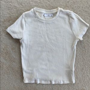 Tna Cropped White Ribbed Tshirt